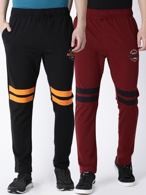

ACTIMAXX Men Pack Of 2 Solid Tapered-Fit Track Pants, Maroon