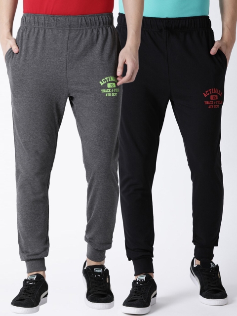 

ACTIMAXX Men Pack Of 2 Solid Slim-Fit Joggers, Grey