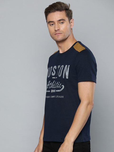 

Harvard Men Navy Blue Printed Round Neck T-shirt