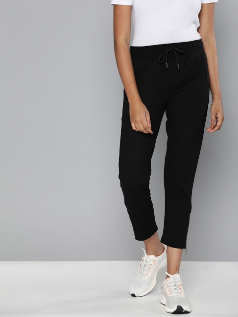 

Harvard Women Black Solid Slim Fit Cropped Track Pants With Zipped Hem