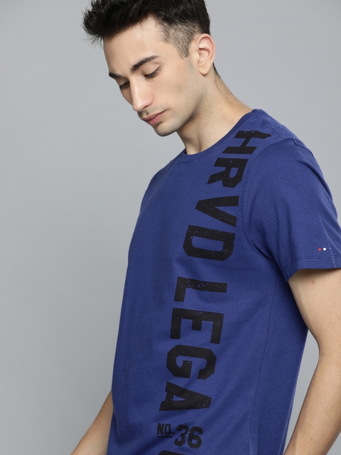 

Harvard Men Blue Printed Round Neck T-shirt