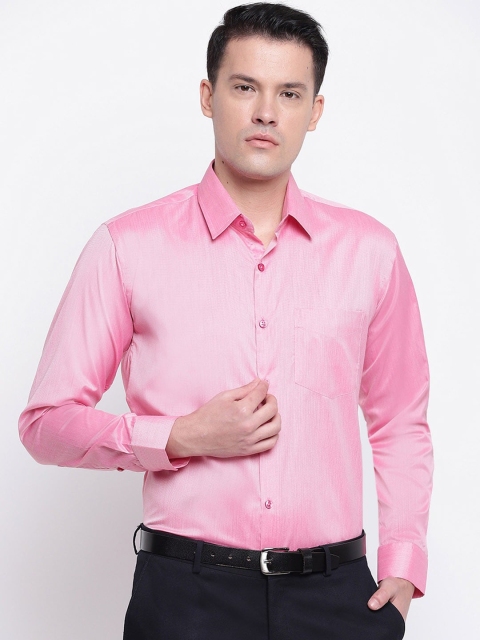 

Hancock Men Pink Slim Fit Solid Formal Shirt