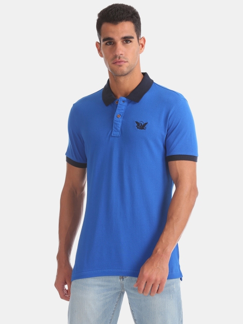 

Arrow Men Blue Solid Polo Collar T-shirt