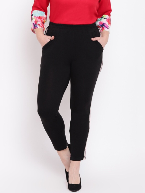 

The Pink Moon Women Black Solid Plus Size Track Pants