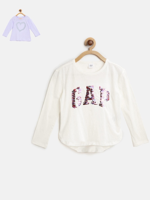 

GAP Girls Set of 2 Long Sleeve T-Shirts, White