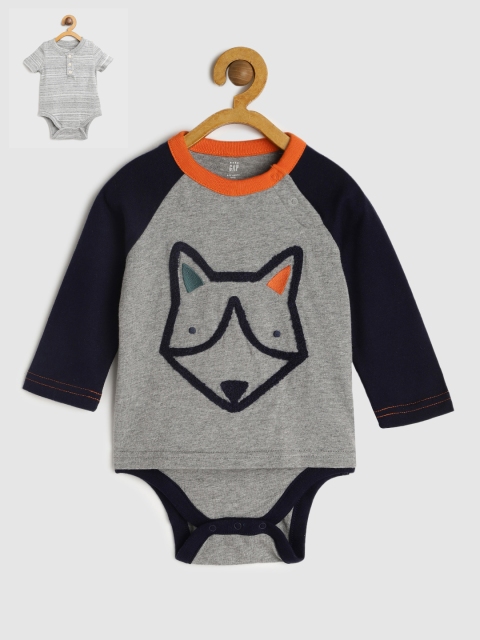 

GAP Boys Pack of 2 Bodysuits, Grey melange