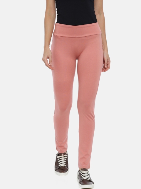 

GOLDSTROMS Women Peach-Coloured Solid Slim Fit Treggings