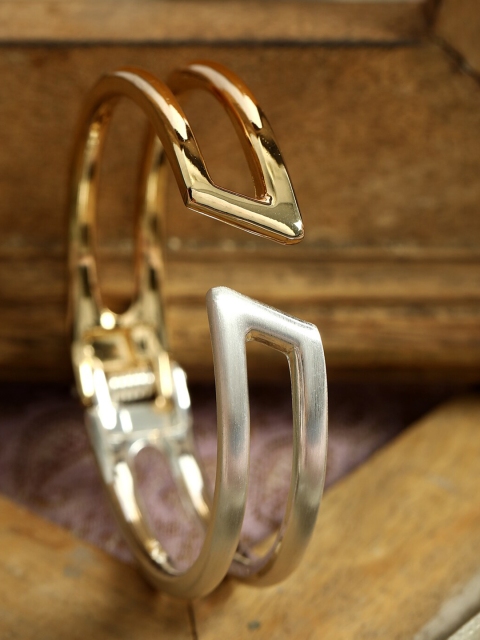 

ANIKAS CREATION Gold & Silver-Plated Handcrafted Cuff Bracelet