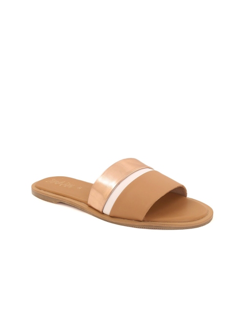 

Siendo Desi Women Rose-Gold Toned & Beige Colourblocked Open Toe Flats