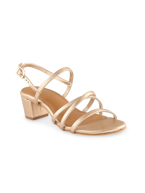 

Siendo Desi Women Gold-Toned Solid Strappy Block Heels