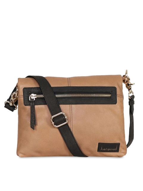 

Justanned Tan Brown Solid Leather Sling Bag