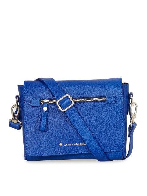 

Justanned Blue Solid Leather Sling Bag