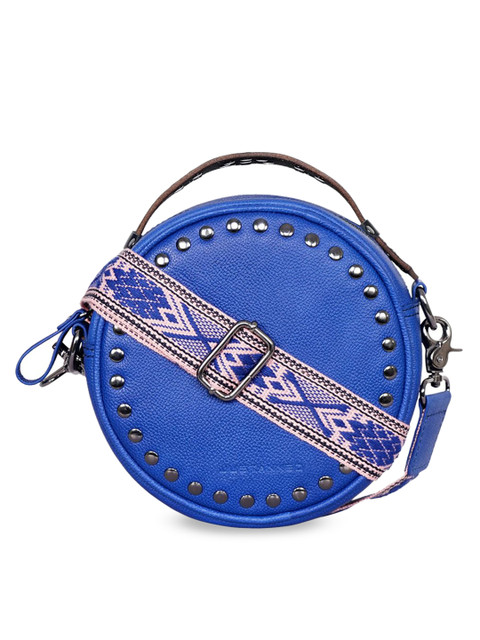 

Justanned Blue Embellished Leather Sling Bag