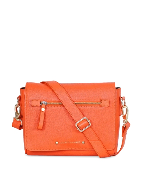 

Justanned Orange Solid Leather Sling Bag