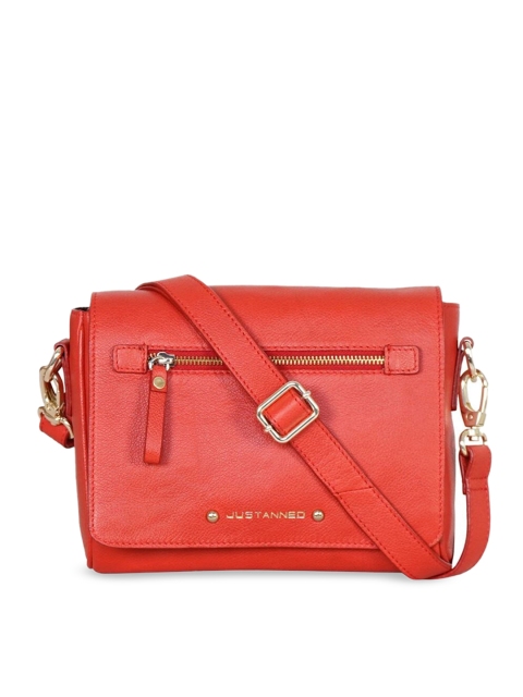

Justanned Red Solid Leather Sling Bag