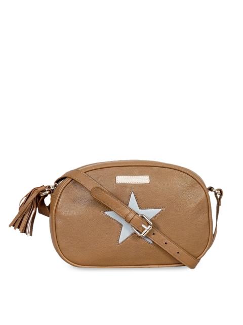 

Justanned Tan Brown Solid Leather Star Story Sling Bag
