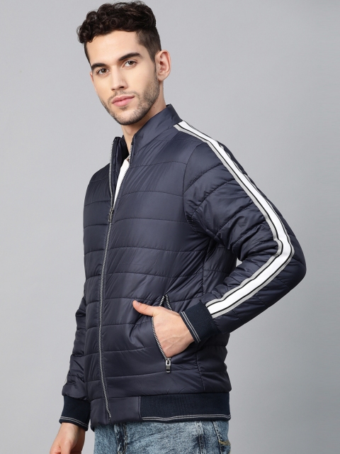 

Foreign Culture By Fort Collins Men Blue Solid Lightweight Bomber Jacket