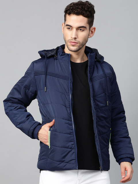 

Foreign Culture By Fort Collins Men Blue Solid Lightweight Hooded Padded Jacket