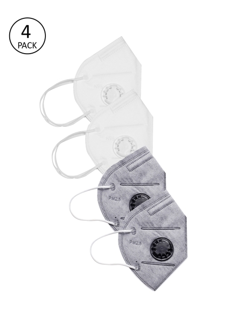 

Bene Kleed Unisex 4 Pcs 5-Ply Valved Anti-Pollution Reusable N95 Masks, White