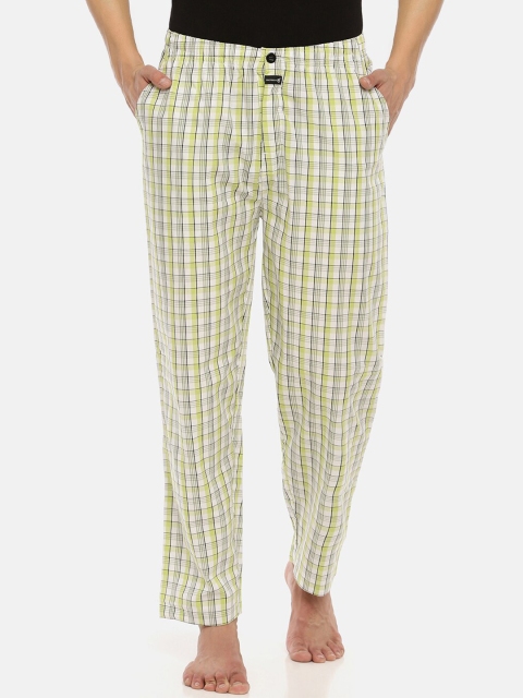 

Macroman M-Series Men Lime Green & White Checked Lounge Pants