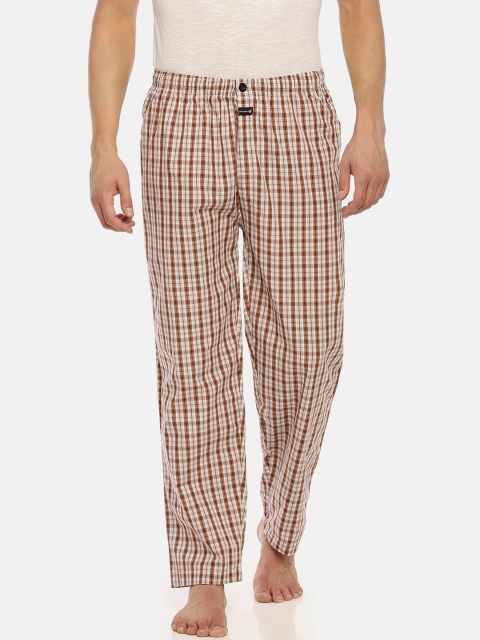 

Macroman M-Series Men Brown & White Checked Lounge Pants