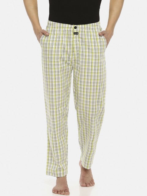 

Macroman M-Series Men Lime Green & White Checked Lounge Pants