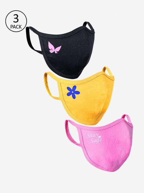 

MAGIC TEES Girls 3 Pcs 2 Ply Reusable Anti-Pollution Reusable Protective Outdoor Masks, Pink