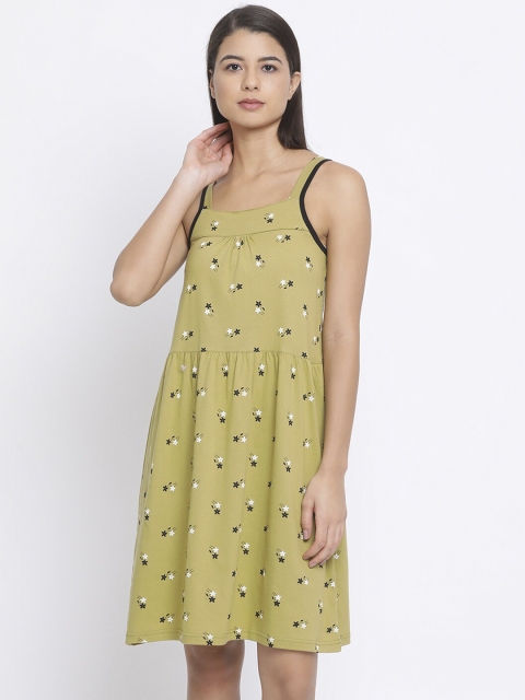 

Kanvin Mustard Brown Printed Nightdress