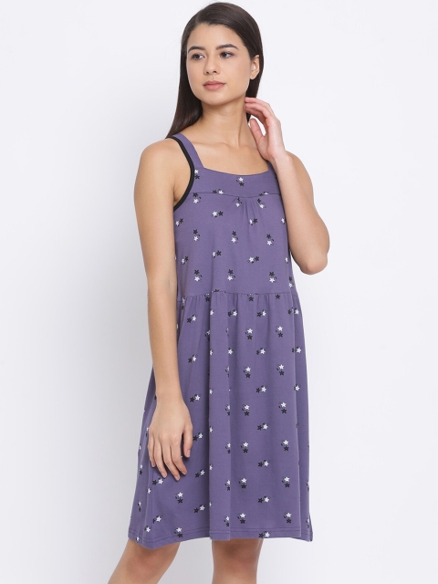 

Kanvin Purple Printed Nightdress