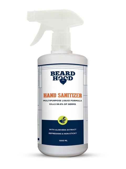 

Beardhood Instant Hand Rub and Disinfectant Spray With 80% Alcohol 1000 ml, Transparent