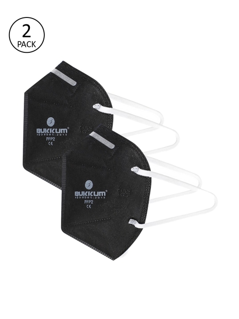 

BUKKUM Unisex Pack Of 2 Black Reusable 5-Ply N95 Mask with Valve