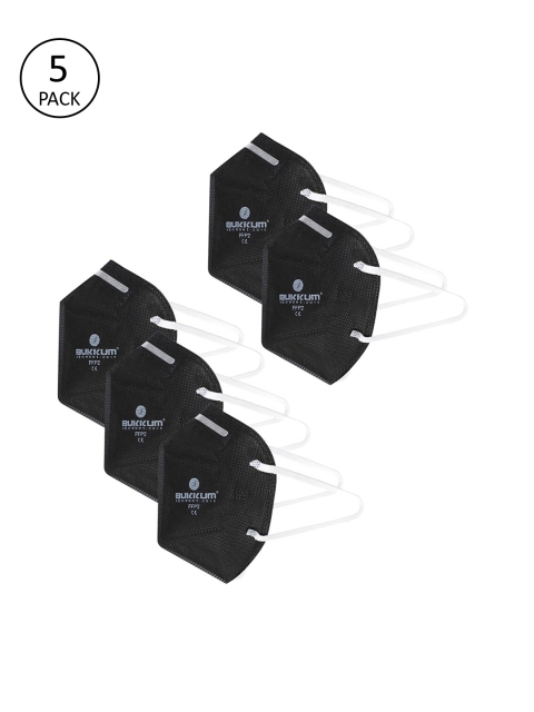 

BUKKUM Unisex 5Pcs 5Ply Black Protective Outdoor N95 Mask