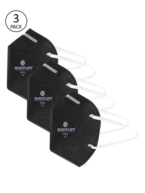 

BUKKUM Unisex 3 Pcs Black 5 Ply Reusable Valved N95 Masks