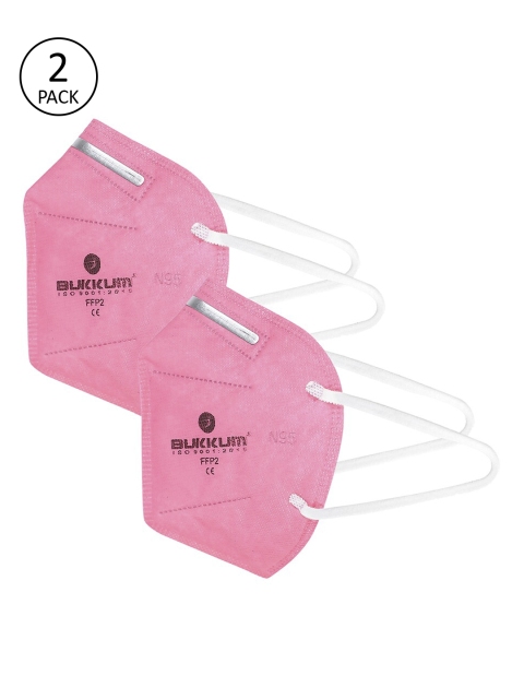 

BUKKUM Unisex Pack of 2 Pcs Pink Reusable 5-Ply Protective N95 Masks With Valve