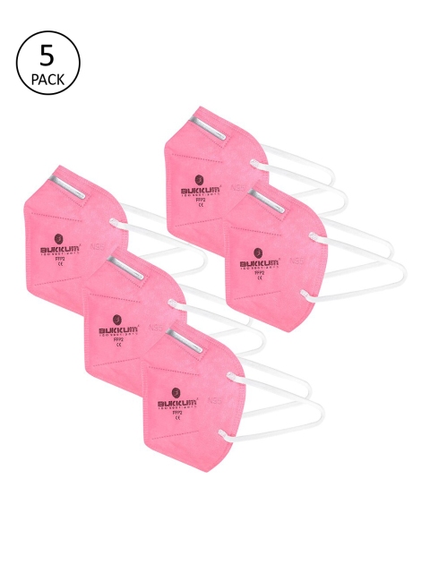 

BUKKUM Unisex 5 Pcs 5-Ply N95 Protective Valved Reusable Masks, Pink