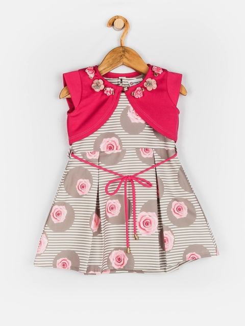 

Peppermint Girls Pink & White Striped Fit and Flare Dress