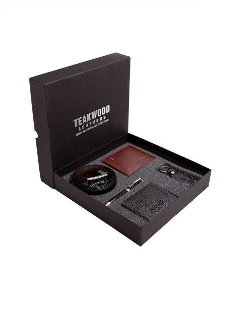 

Teakwood Leathers Men Brown & Black Accessory Gift Set