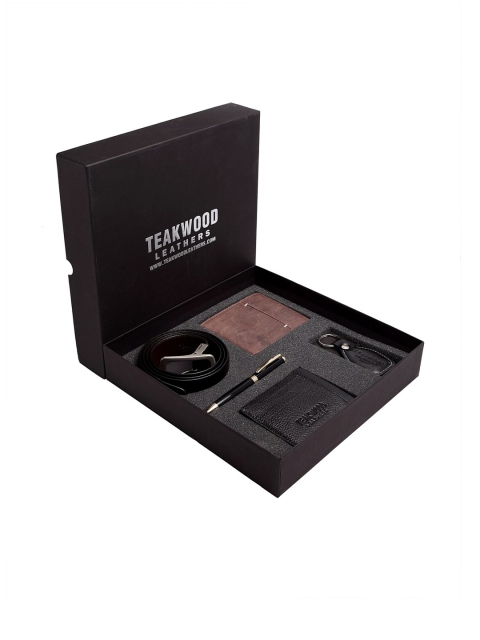 

Teakwood Leathers Men Brown & Black Accessory Gift Set