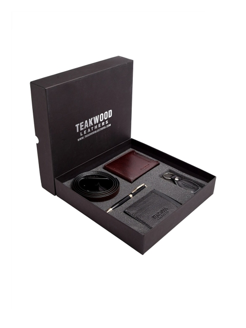 

Teakwood Leathers Men Brown & Black Accessory Gift Set