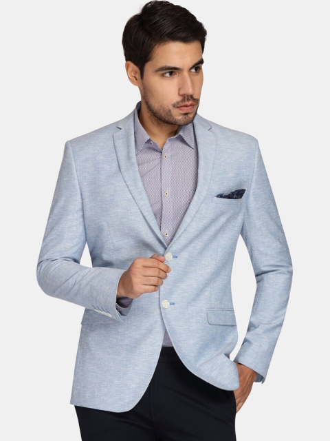 

Theme Men Blue Solid Slim-Fit Single-Breasted Casual Blazer