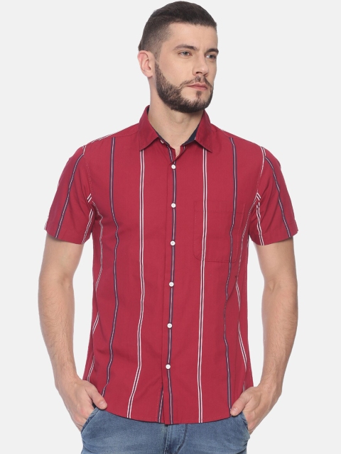 

IVOC Men Maroon Regular Fit Striped Casual Shirt