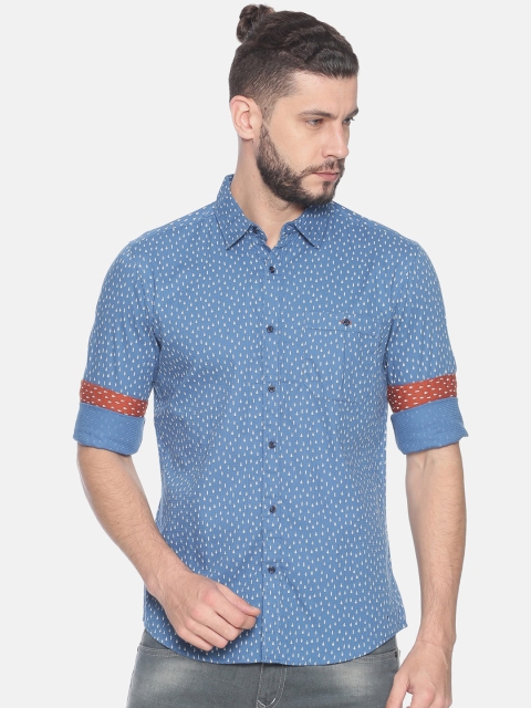 

IVOC Men Blue Slim Fit Printed Casual Shirt