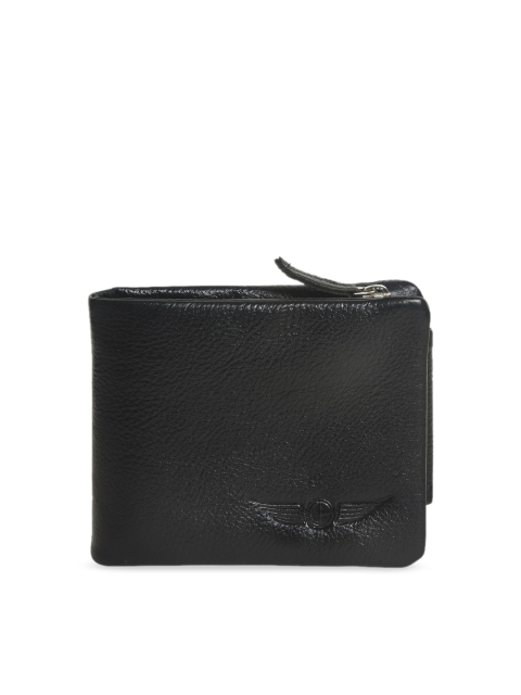 

CHRISTOPOLO Men Black Solid Leather Three Fold Wallet
