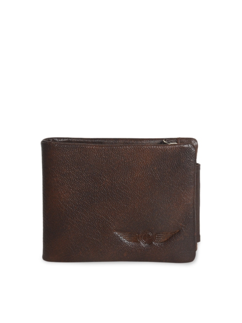 

CHRISTOPOLO Men Brown Solid Three Fold Leather Wallet