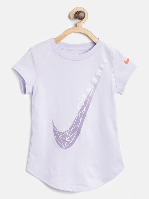 

Nike Girls Lavender Brand Logo Print Geo Swoosh Modern T-shirt