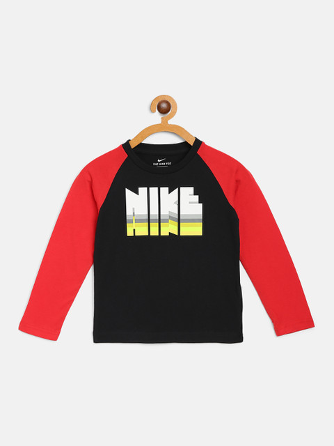 

Nike Boys Black Red Brand Logo Print Babytooth Reverb DF Pure Cotton T-shirt