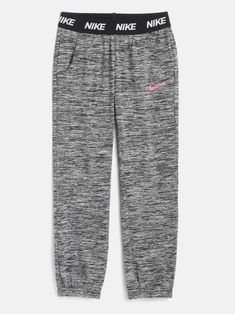 

Nike Girls Black & Grey Grindle Effect DRI-FIT Sports Joggers