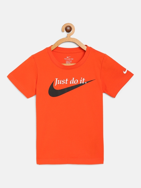 

Nike Boys Orange Palatino Just Do It Swoosh Print Round Neck T-shirt