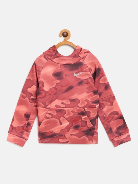 

Nike Boys Rust Orange Therma Camouflage Print Hooded Sweatshirt