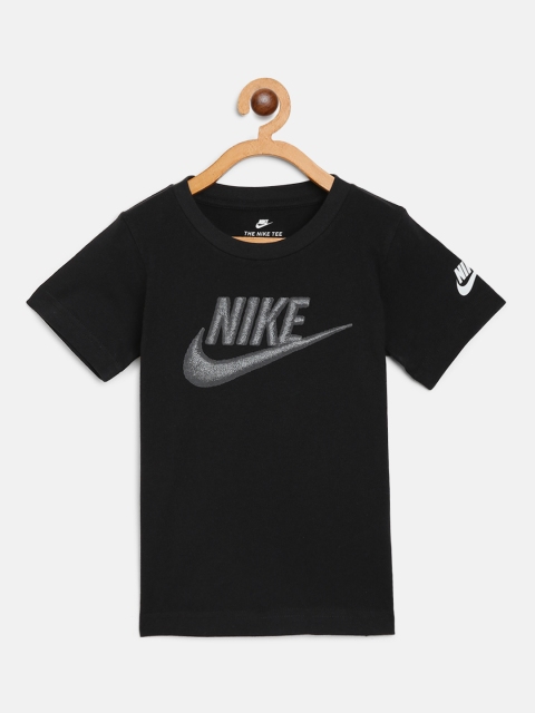 

Nike Boys Black & Grey Futura Brand Logo Print Round Neck T-shirt